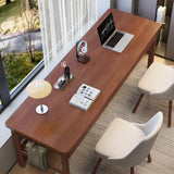Grey Rubberwood Drawers H-Shape Double Writing Desk Image - 7