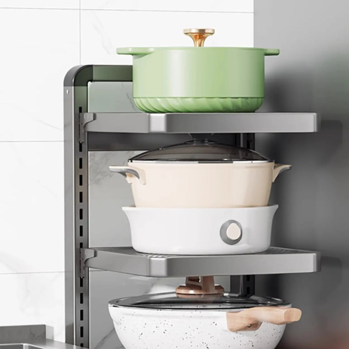 Grey Rust Resistant Metal Baker's Rack with Shelves Image - 15