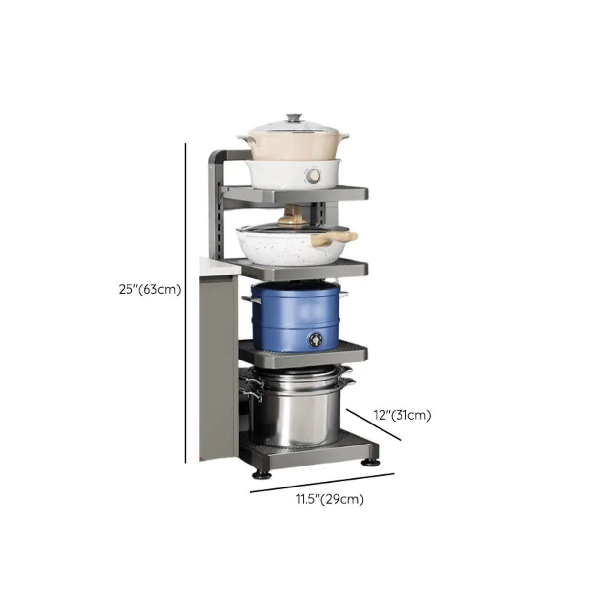 Grey Rust Resistant Metal Baker's Rack with Shelves Image - 22