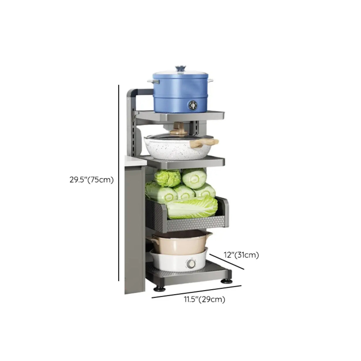 Grey Rust Resistant Metal Baker's Rack with Shelves Image - 24