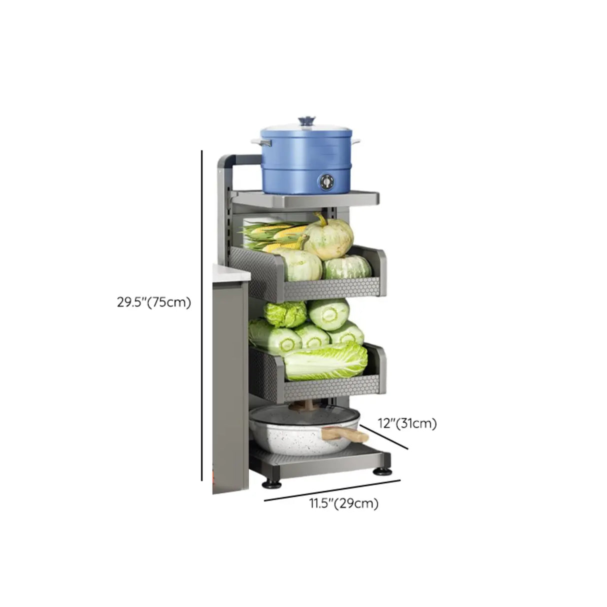 Grey Rust Resistant Metal Baker's Rack with Shelves Image - 25