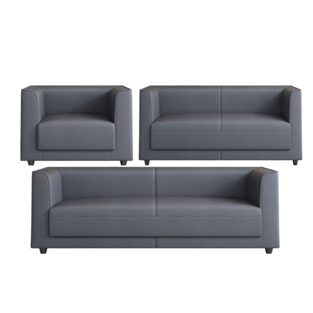 Grey Scratch Resistant Leather Office Reception Sofa Image - 11