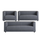 Grey Scratch Resistant Leather Office Reception Sofa Image - 11