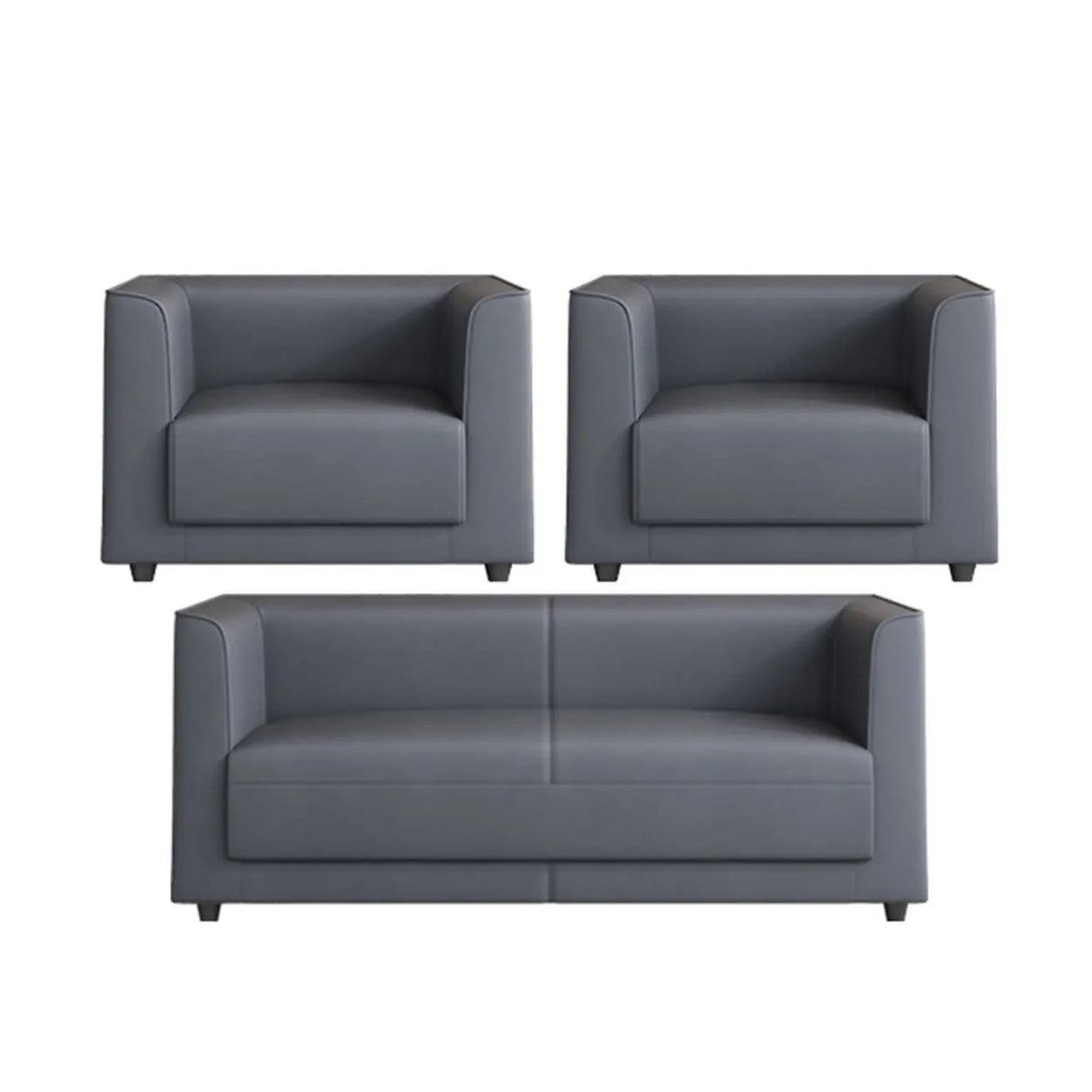 Grey Scratch Resistant Leather Office Reception Sofa Image - 7