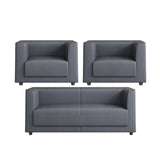 Grey Scratch Resistant Leather Office Reception Sofa Image - 7