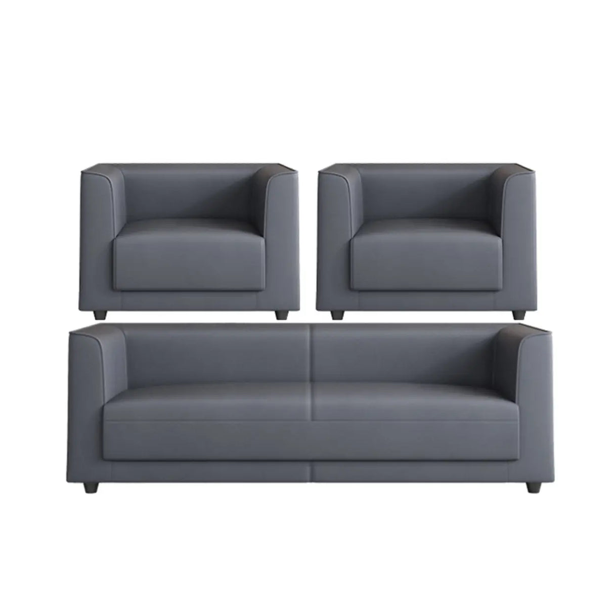 Grey Scratch Resistant Leather Office Reception Sofa Image - 9
