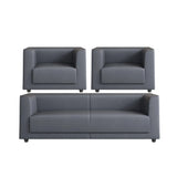 Grey Scratch Resistant Leather Office Reception Sofa Image - 9