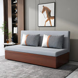 Grey Slipcovered Linen Cushion Back Sleeper Sofa Image - 10