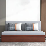 Grey Slipcovered Linen Cushion Back Sleeper Sofa Image - 1