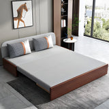 Grey Slipcovered Linen Cushion Back Sleeper Sofa Image - 3