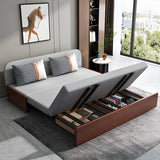 Grey Slipcovered Linen Cushion Back Sleeper Sofa Image - 4