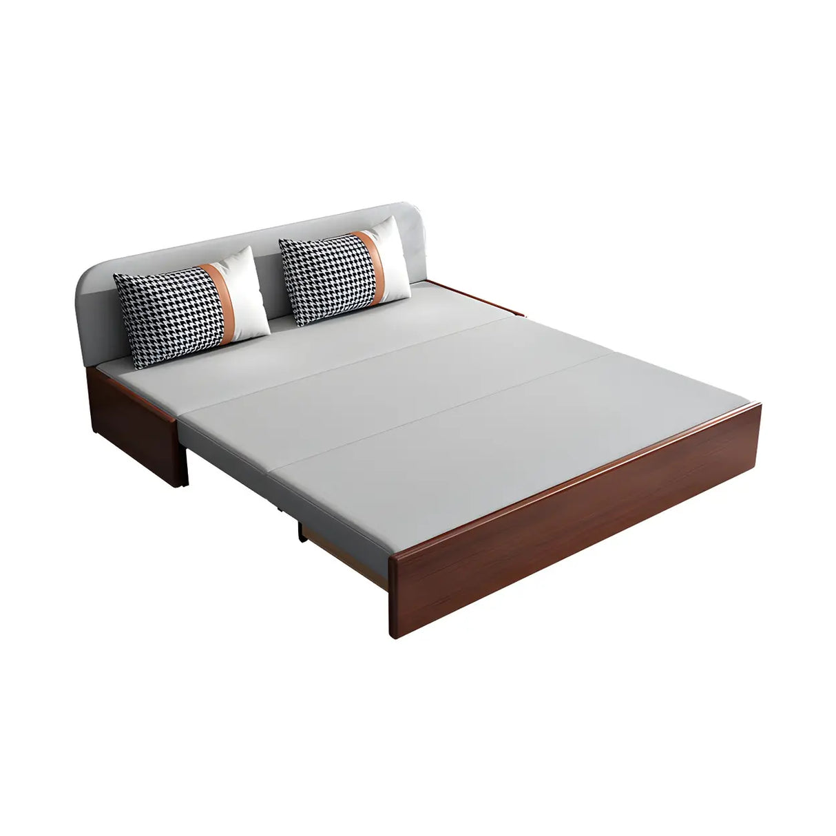 Grey Slipcovered Linen Cushion Back Sleeper Sofa Image - 9