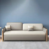 Grey Square Arm Faux Leather Storage Sleeper Sofa Bed Image - 10