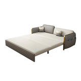 Grey Square Arm Faux Leather Storage Sleeper Sofa Bed Image - 11