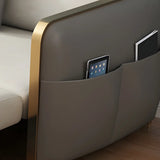 Grey Square Arm Faux Leather Storage Sleeper Sofa Bed Image - 7
