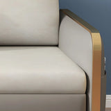 Grey Square Arm Faux Leather Storage Sleeper Sofa Bed Image - 8
