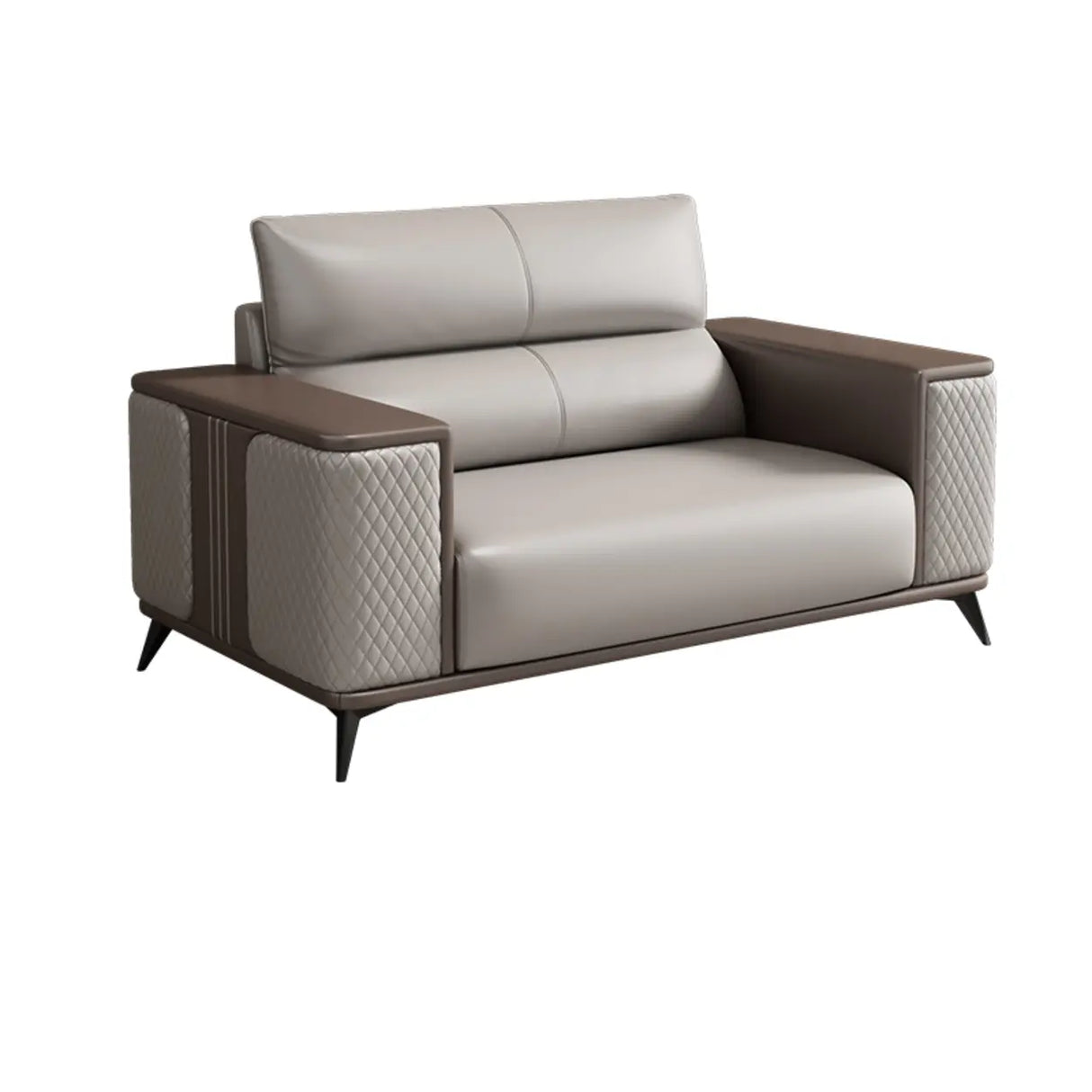 Grey Stain Resistant Leather Sewn Pillow Back Sofa Image - 10