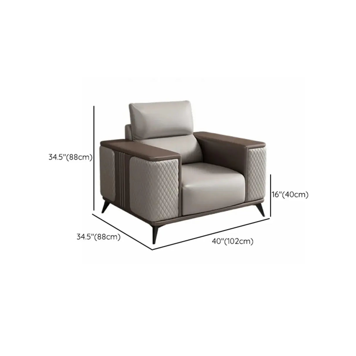 Grey Stain Resistant Leather Sewn Pillow Back Sofa 