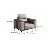 Grey Stain Resistant Leather Sewn Pillow Back Sofa #size