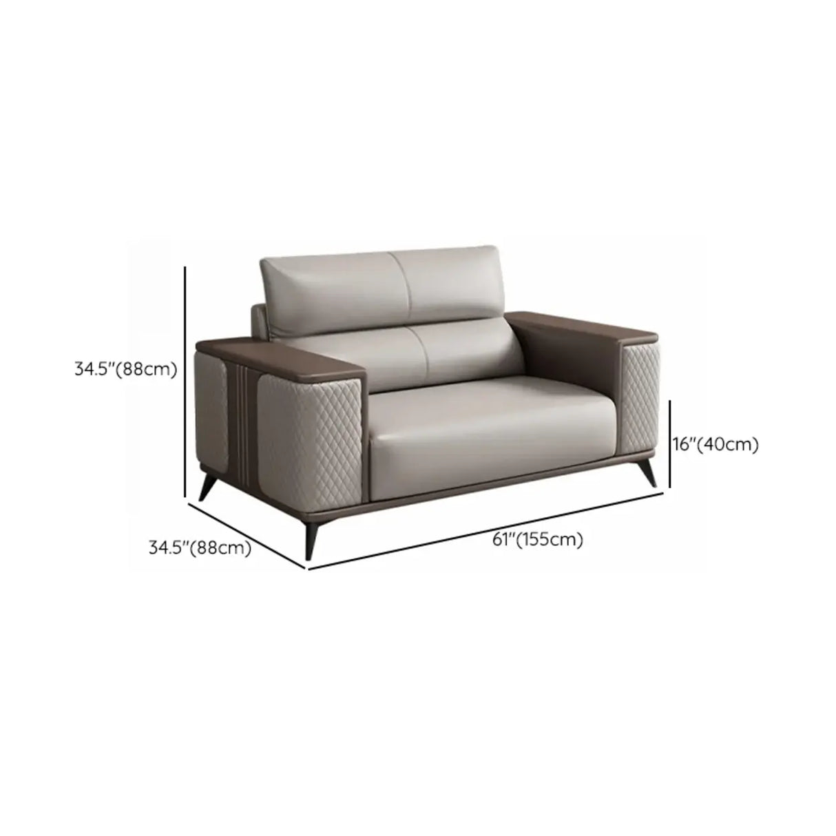 Grey Stain Resistant Leather Sewn Pillow Back Sofa Image - 12