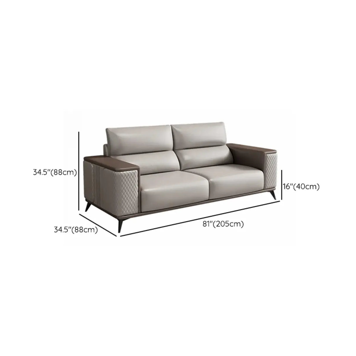 Grey Stain Resistant Leather Sewn Pillow Back Sofa Image - 13