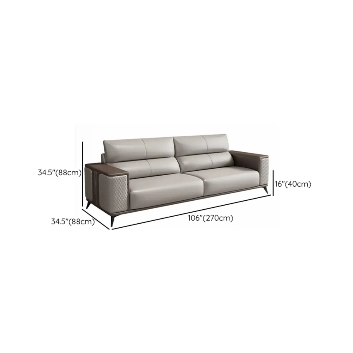 Grey Stain Resistant Leather Sewn Pillow Back Sofa Image - 14