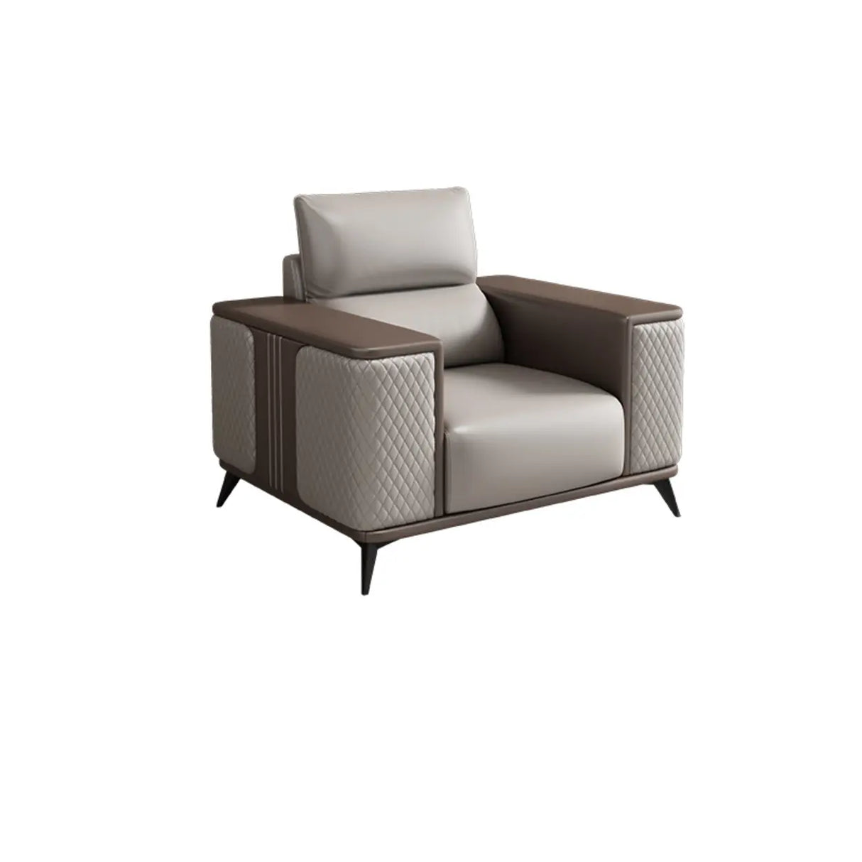Grey Stain Resistant Leather Sewn Pillow Back Sofa Image - 5