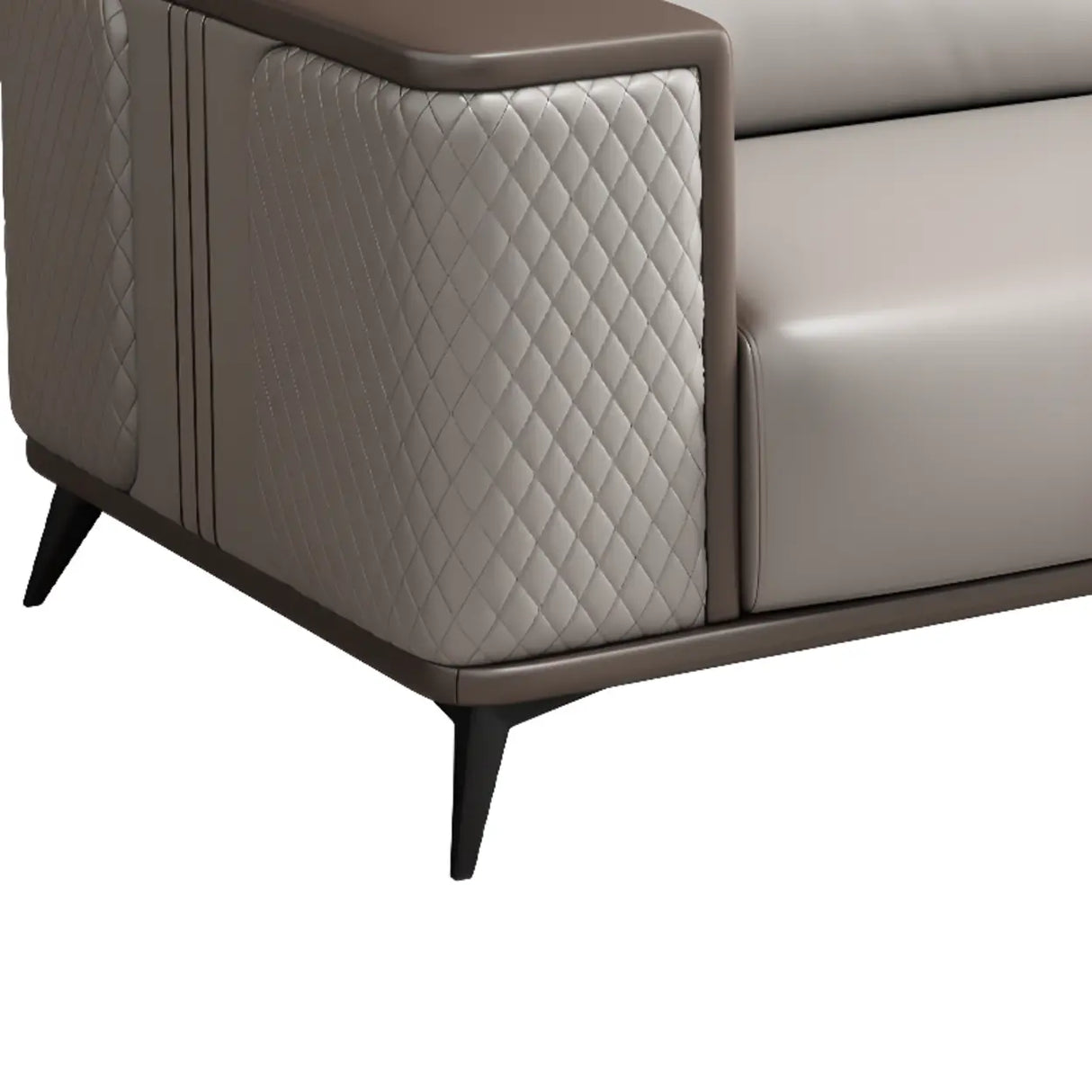 Grey Stain Resistant Leather Sewn Pillow Back Sofa Image - 6