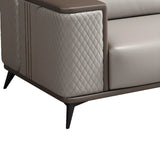 Grey Stain Resistant Leather Sewn Pillow Back Sofa Image - 6