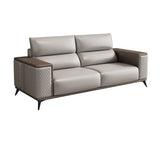 Grey Stain Resistant Leather Sewn Pillow Back Sofa Image - 8