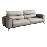 Grey Stain Resistant Leather Sewn Pillow Back Sofa Image - 9