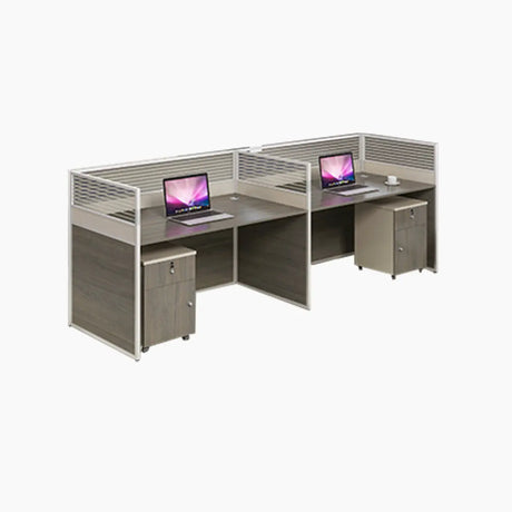 Grey Standard Rectangular Wooden Writing Desk for Two Image - 1
