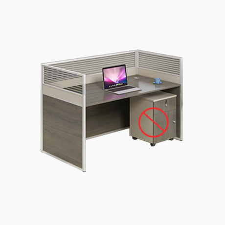 Grey Standard Rectangular Wooden Writing Desk for Two Image - 2