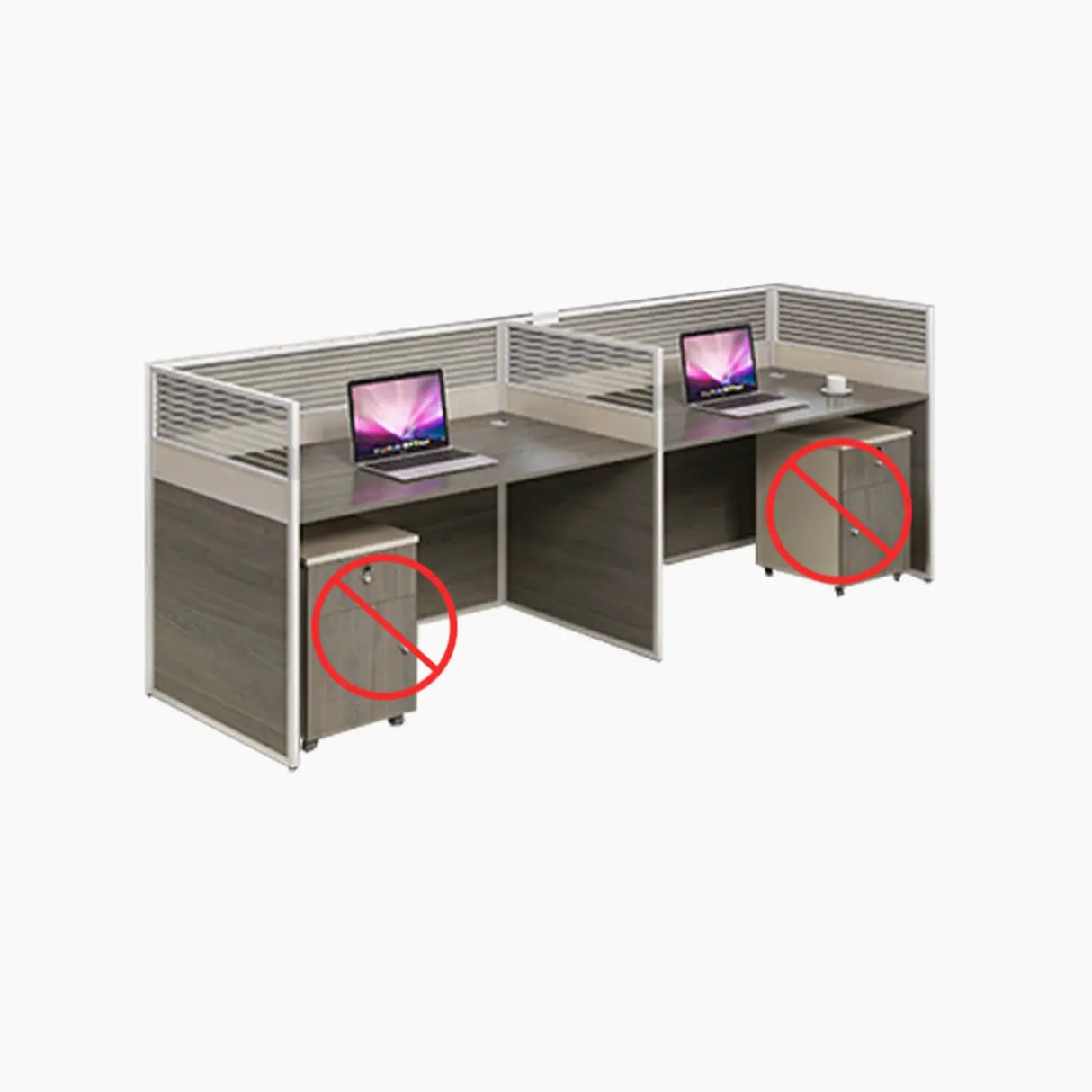 Grey Standard Rectangular Wooden Writing Desk for Two Image - 3