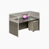 Grey Standard Rectangular Wooden Writing Desk for Two Image - 4