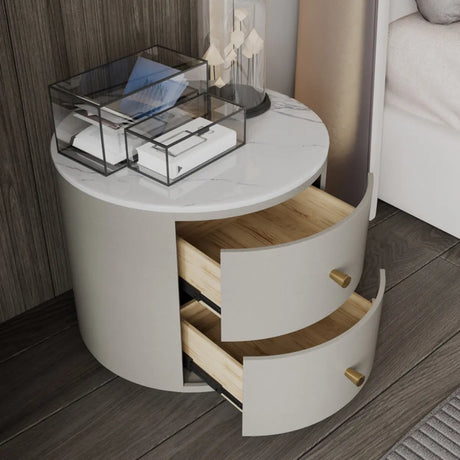 Grey Stone Countertop Leather Frame Kids Nightstand Image - 1