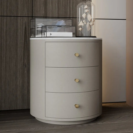 Grey Stone Countertop Leather Frame Kids Nightstand Image - 2