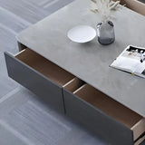 Grey Stone Rectangular Storage Drawers Coffee Table Image - 5