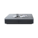 Grey Stone Rectangular Storage Drawers Coffee Table Image - 6