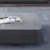 Grey Stone Rectangular Storage Drawers Coffee Table Image - 7