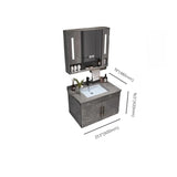 Grey Stone Single Sink Faucet Bathroom Vanity with Storage Image - 32