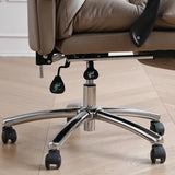 Grey Swivel Adjustable Leather Office Chair with Footrest Image - 10