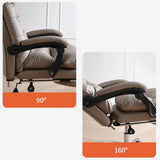 Grey Swivel Adjustable Leather Office Chair with Footrest Image - 11