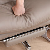 Grey Swivel Adjustable Leather Office Chair with Footrest Image - 11