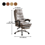 Grey Swivel Adjustable Leather Office Chair with Footrest #size