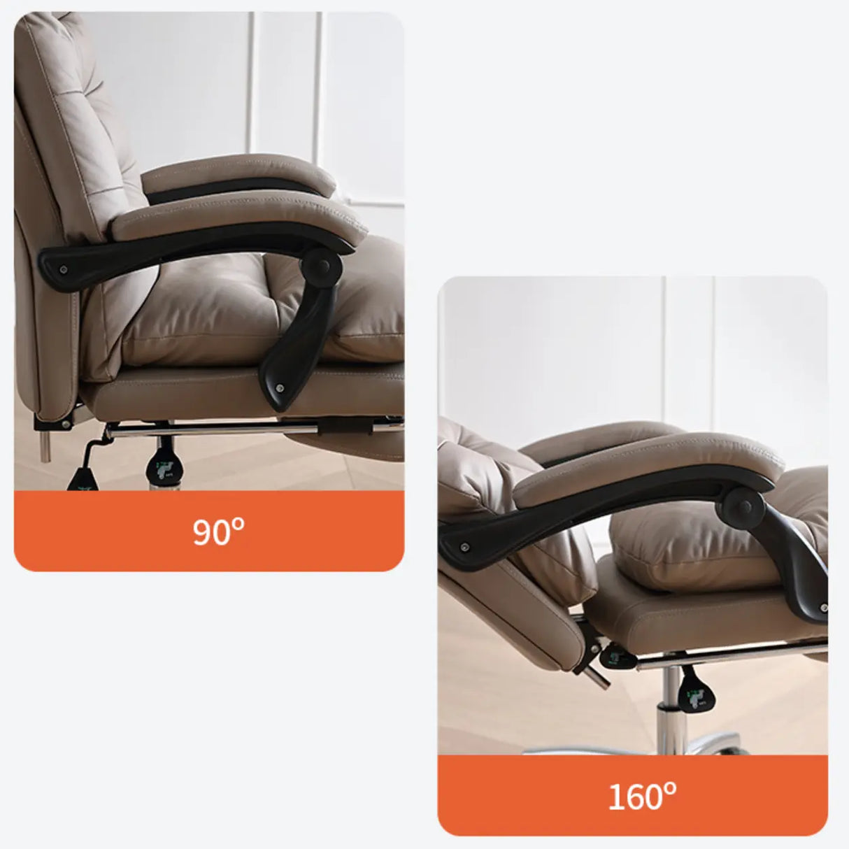 Grey Swivel Adjustable Leather Office Chair with Footrest Image - 13