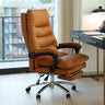 Grey Swivel Adjustable Leather Office Chair with Footrest Image - 4