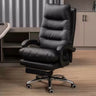 Grey Swivel Adjustable Leather Office Chair with Footrest Image - 5