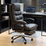 Grey Swivel Adjustable Leather Office Chair with Footrest Image - 5