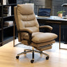 Grey Swivel Adjustable Leather Office Chair with Footrest Image - 7